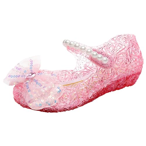 Jelly Sandals for Girls Kids Toddler Princess Dress Up Flat Sequin Bowknot Pearls Strap Mary Jane Shoes Casual Sandal