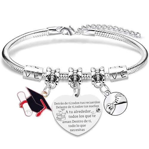 VZIUYTRE Regalos de Graduación Pulsera Graduado Mujeres Pulseras Colgante Grabado Detrás de Ti, Todos Tus Recuerdos. Delante de Ti, Todos Tus Sueños. A Tu Alrededor (1)