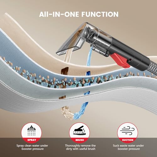 Portable Spot Cleaner Machine for Carpet and Upholstery, 15Kpa Powerful Suction for Pet Stain, Couche & Car, with Dual BrushHeads & Self-Cleaning System, Spot Cleaner for Area Rug, Stair and Furniture by NIQULIT - Image 2