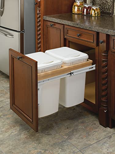 Image of Rev-A-Shelf Double Top-Mount Pullout Trash Can, Min Opening 15 inch W, 35 Qt