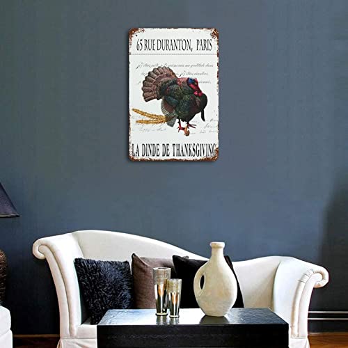 Plaque en métal dinde décorative grand format 30x45cm style rétro automne