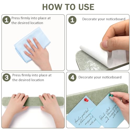 Image of Climberty 8 Pack Felt Bulletin Board Strips, Self-Adhesive Pin Board Set with 50 Push Pins, Peel & Stick Wall Memo Board for Photos, Notes, Office, School & Home Decor
