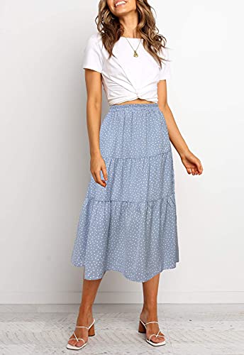 MEROKEETY Women's Boho Leopard Print Skirt Pleated A-Line Swing Midi Skirts