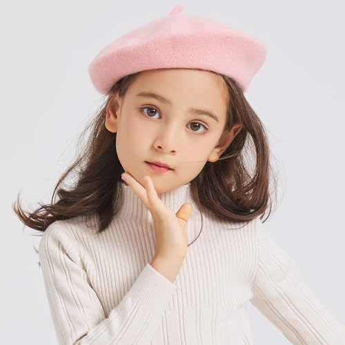 ZLYC Wool Kids Beret Hat Girls Solid Color Artist French Beret Cap2