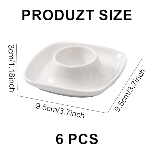Sertay 6 Stück Eierbecher Porzellan Weiß, Ablage Eierständer, Eierbecher Weiß Eckig, Ablage Eierständer Egg Cup, Eierbecher Set, Eierbecher Keramik, Geeignet für Eier, Obst, Nüsse Oder Snacks – Bild 3