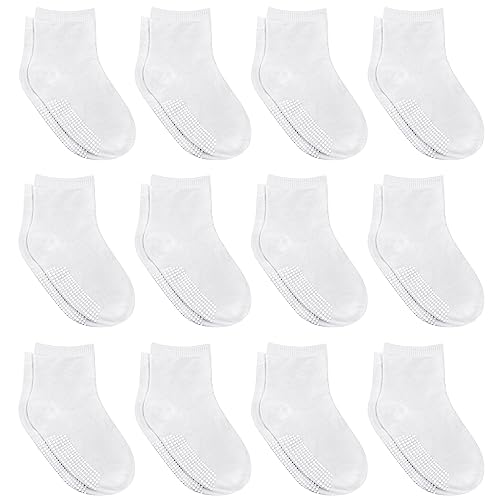 Image of Debra Weitzner 12 Pairs Non-Slip Toddler Socks With Grips for Baby Boys and Girls-Anti-Slip Crew Socks for Infant's and Kids