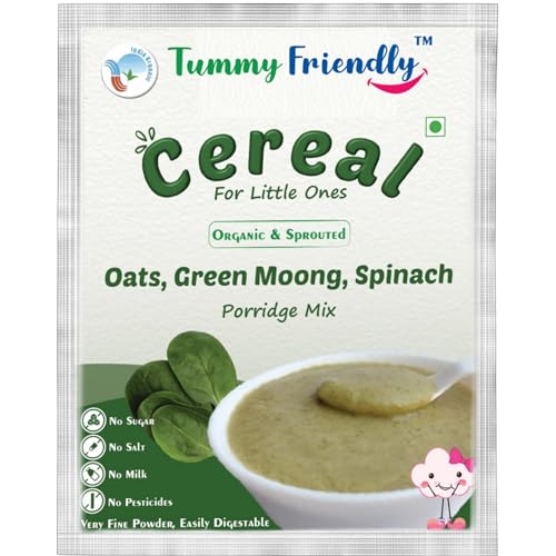 Image of TummyFriendly Foods Certified Organic Porridge Mixes Trial Packs Combo For Little Ones | Organic Sprouted Ragi, Oats, Banana, MultiGrain, Oats, Sathu Maavu | Made of Organic-Sprouted Ragi Flour, Pulses, Fruit, Vegetables and Nuts | Maximum Possible Nutrition From Real Food | No Sugar, No Salt, No Chemicals, No Pesticides & No GMO | 4 Baby Packs, 50g Each | Shelf Life 9 Month.