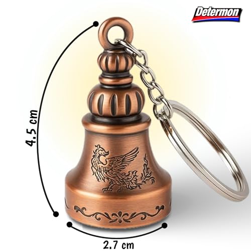 Image of DETERMON Golden /Bronze Bell KeyChain for Bike and Car | Tibetan Good Luck Charm Key Chain (1 Piece)