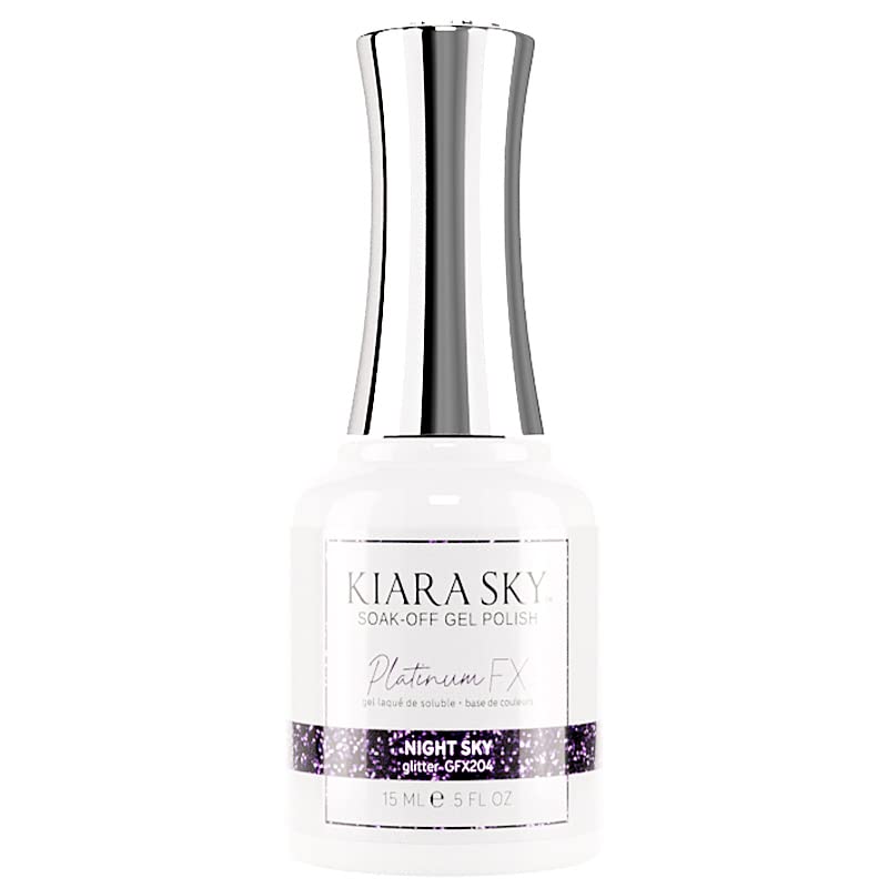 KIARA SKY Gel Polish PlatinumFX | Reflective Glitter with sparkle foil effect 15ml | Night Sky (amethyst purple)