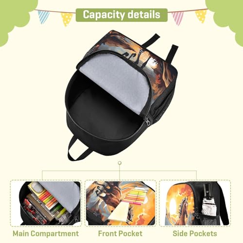 Horse Kids Backpack Preschool Toddler Bookbag for Girls Boys Mini Kindergarten School Bags S4