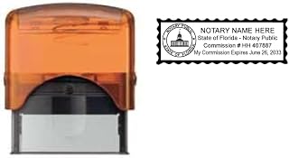 Florida Notary Stamp | Hubco Shiny S-854 Self Inking Stamp with Florida State Seal Image (Orange)
