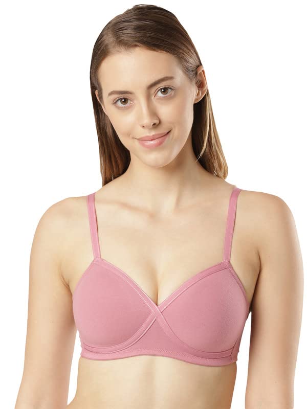 JockeyFE40 Women's Wirefree Padded Super Combed Cotton Elastane Stretch Full Coverage T-Shirt Bra with Cross Over Fit and Adjustable Straps