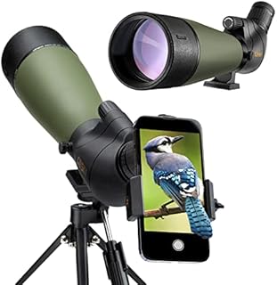 Gosky Updated 20-60x80 Spotting Scope with Tripod, Carrying Bag - BAK4 Angled Scope for Target Shooting Hunting Bird Watching Wildlife Scenery (Phone Mount+SLR Mount Compatible with Canon)
