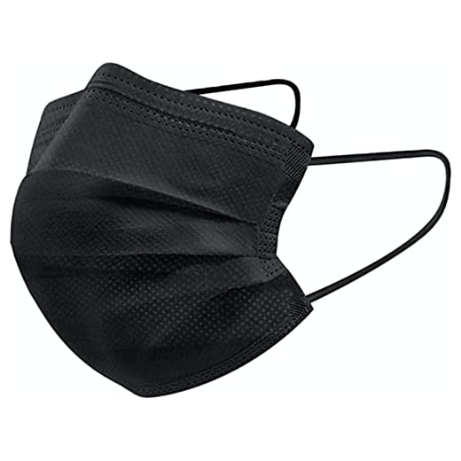 100 x engångs munskydd masker svart ansiktsmasker CE certifierad 3-lagers munnässkydd