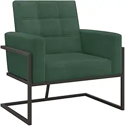 Poltrona com Base de ferro reforçada confortável para Recepção Sala de estar (Verde)