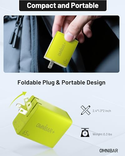 Image of 65W USB C Charger Block, 3-Port GaN Fast Wall Charger Power Adapter