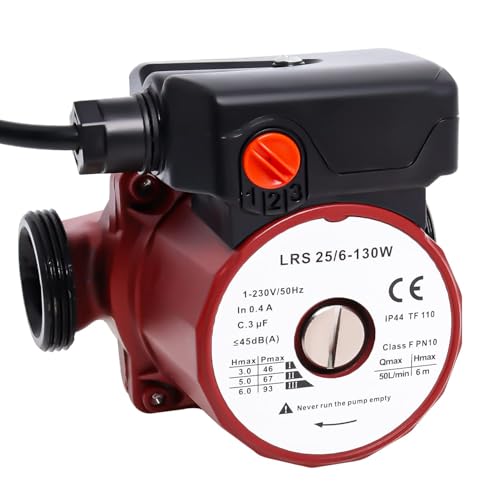 Pompe de Circulation de L'eau Chaude LRS25/6-130, Pompes à Eau Chaude Domestique 46/67/93W Hauteur Maximale 6M par Poweka