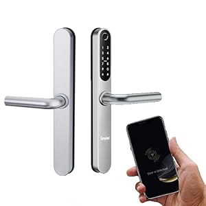 Simpled Weatherproof SlimSeries Smart Lock Touch, 7-in-1, Fingerprint Keyless Security Entry Door Lock, Bluetooth Electronic Deadbolt, Smartphone Access- Designed for The UK Weather, Silver