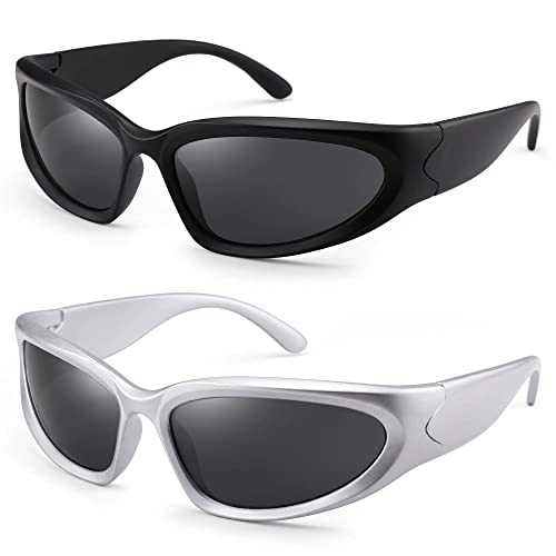 ZUVGEES Wrap Around Fashion Sunglasses for Men and Women Trendy Oval Sport Sunglasses UV400 Outdoor Eyeglasses