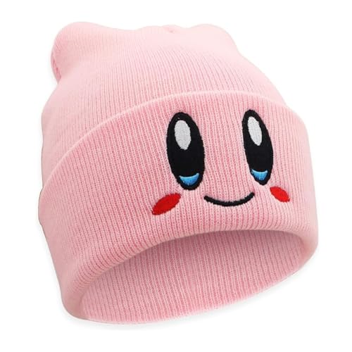 Kir-by Beanies hat Lovely face Embroidery Winter Knitted Hat Bonnet Cap Girls Boys Skiing Warm Unisex2