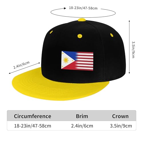 American Flag and Philippine Flag Children's Flat Brimmed Hip-hop Hat Flat Eave Sunscreen Duckbill Cap Headgear2