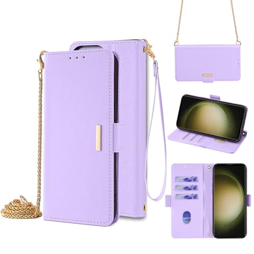 WOWUDI Funda para Huawei Mate 40 Pro,Funda Cartera Crossbody para Mujer con protección RFID,3 Ranuras para Tarjetas,Bolsillo para Efectivo,Correa de muñeca y Cadena metálica -Azul