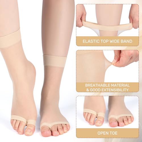 Image of Twistover 10 Pairs Toeless Socks Open Toe Sheer Ankle Socks Nylon Open Toe Feet Stockings for Women