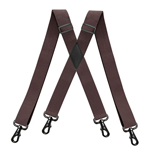 Tirantes anchos para hombre elásticos de 3,5x120 cm con resistentes clips de gancho negro