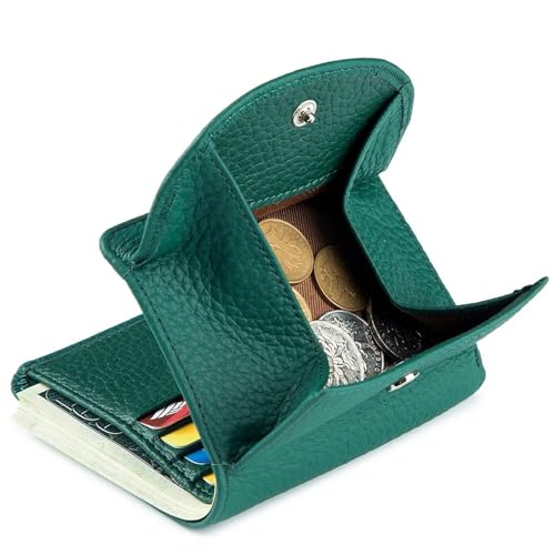 Women Wallet Genuine Leather Small Coin Purse Card Holder Mini Pocket Female Purse Wallet Coin Purse(Green)2