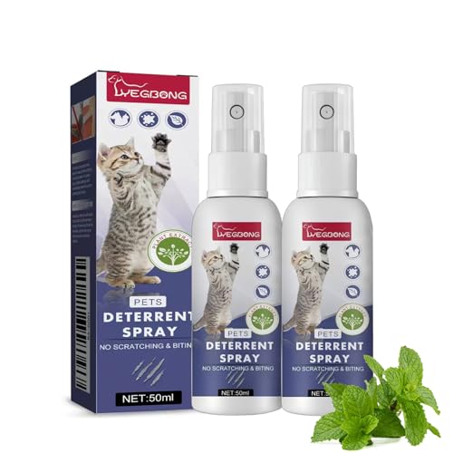 Cat Deterrent Spray Indoor & Outdoor, Natural Cat Spray Deterrent, Cat Deterrent Stopping Scratching & Urine Making, Anti-Pee Deterrent Spray, Effective for Tranning Aid, 2Pcs