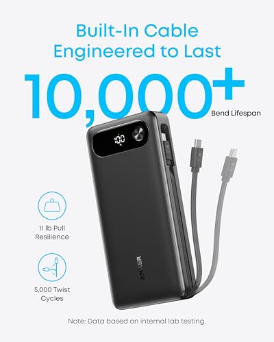 Anker Power Bank, 20,000mAh Portable Charger with Built-in USB-C Cable, 87W Max Fast Charging Battery Pack, for iPhone 17/16/15/14/13 Series, Samsung, Switch, and More - Image 6
