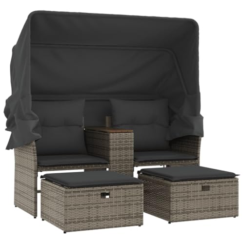 vidaXL Gartensofa 2-Sitzer, Outdoor Sofa mit Sonnendach...