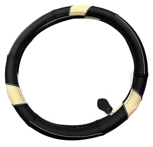 Image of Oshotto SC-011-A Fiber Leather Car Steering Cover Black, Beige Colour Compatible with Mahindra Xylo