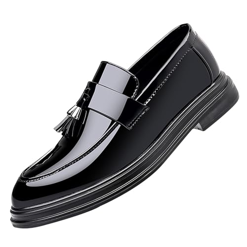 Mocasines de vestir informales para hombre: zapatos de suela gruesa en color negro