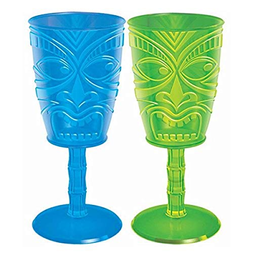 Tiki Face Plastic Party Wine Glasses - 14 Oz,1 Pc. #TOP13