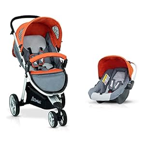 StarAndDaisy Multi-Purpose, Multi-Adjustment Stroller pram Travel Friendly, Broad seat & Bed Buggy for 0-36 Months (DBB-Orang-Grey)