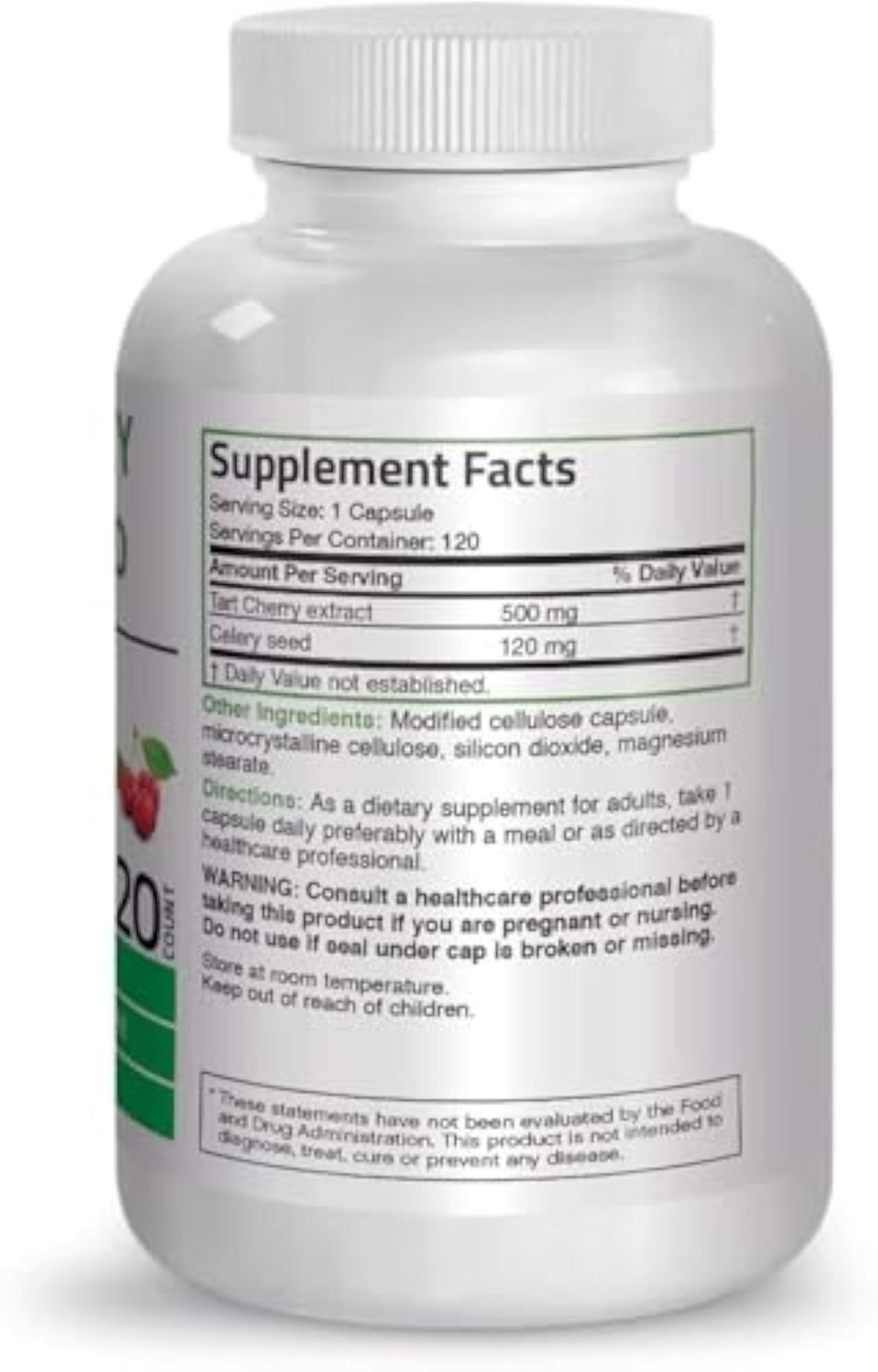 Tart Cherry Extract + Celery Seed Capsules, 120 Count
