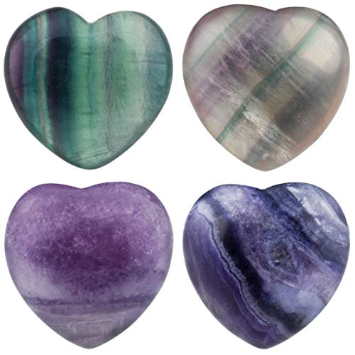 rockcloud Healing Crystal Fluorite Heart Love Carved Palm Worry Stone Chakra Reiki Balancing