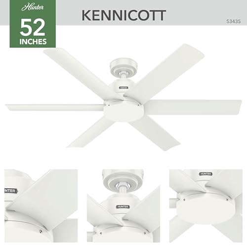 Image of Hunter 52 inch Kennicott Indoor /Outdoor Ceiling Fan, Wall Control, Fresh White
