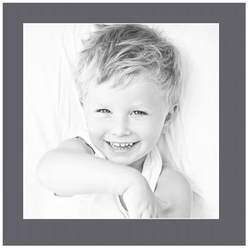 16x16 Granite/Mountain Grey Custom Mat for Picture Frame with 12x12 Opening Size (Mat Only, Frame NOT Included) - 4 Pack