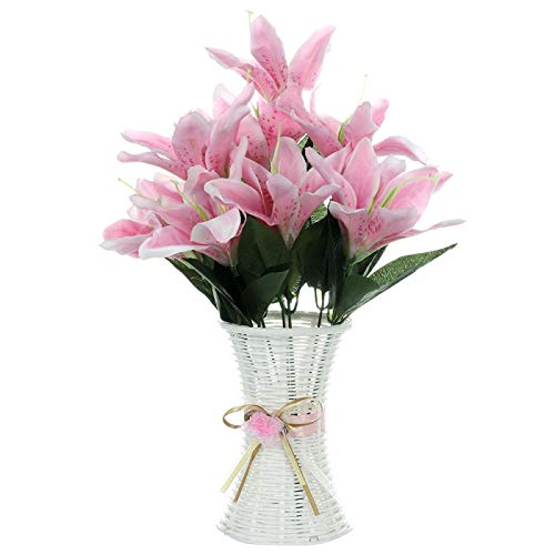 Kslogin Lys Artificiales 10 flores de seda de Lys, flores de boda, decoración de la casa, orquídeas tigres, decoración de flores de seda artificial