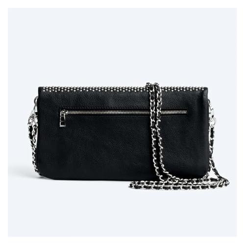 Pochette cloutée avec rivets noirs rétro et chaîne style décontracté