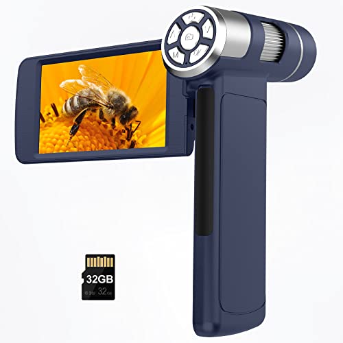 Image of Andonstar AD203S HDMI Digital Microscope with 32GB SD Card Pocket Electronic Digital Microscope for Kids and Adults Observe Outdoor Tools (Dark Blue)