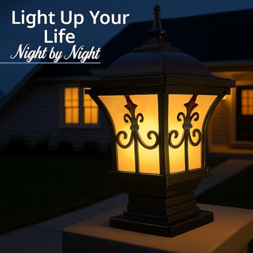 Image of GIGAWATTS ‎TRISHUL Outdoor Gate Light - 101% Rust & Waterproof Die-Casting Aluminium Exterior Piller Lamp Base Mount for Garden, Boundary Walls & Home Entrances (B22 Holder, Bulb Not Included, Black)