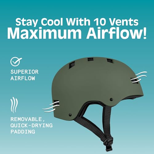 Image of Retrospec Dakota Adult & Youth Bike Helmet - Multi-Sport Protection with ABS Shell, EPS Foam, 10 Vents & Removable Washable Padding for BMX, Skating, and Scooter