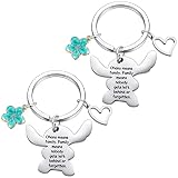 Ralukiia Ohana Means Family Keychain Set for 2, Stitch Keyring Jewelery Gifts for Boys Girls, Green