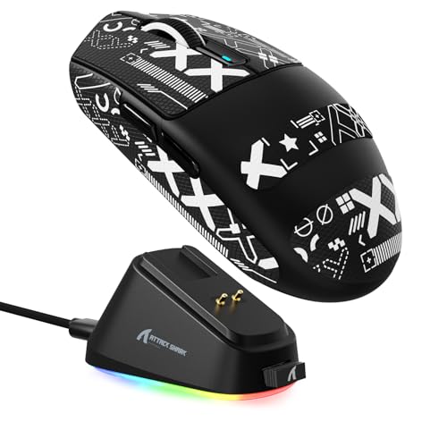 Image of MAMBASNAKE ATTACK SHARK G3PRO Wireless Gaming Mouse with RGB Magnetic Charging Dock, Tri-Mode-2.4G /USB-C Wired /BT,25K DPI,PAW3311 Optical Sensor,59g Ultra Lightweight,Slip Grip Tape for PC /Mac(Black)