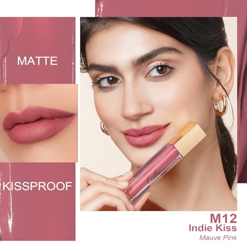2. Bild von Oulac Flüssiger Matt Lippenstift, Mauve Rose Lippenstifte, Langanhaltend mit Kussechter, Intensiver Farbabgabe, präzisem Applikator, Mattem Finish, Vegan Clean Beauty 4,5 ml (M12)