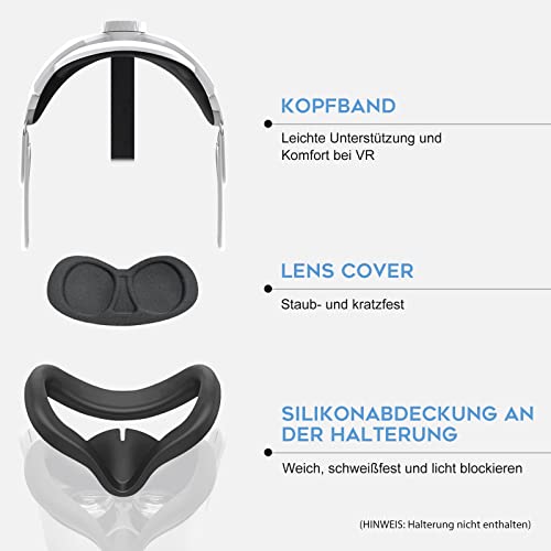 DESTEK Kopfband für Quest 2, Einstellbar Kopfpolster Kopfgurt Ersatz für Quest 2 Elite Strap mit Silikon-Gesichtsabdeckung, Linsenabdeckung, Komfortables Gleichgewicht und Halt - Image 3
