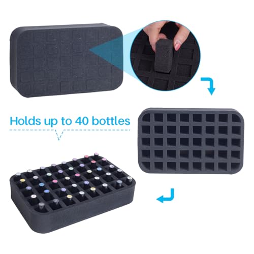 Image of 2 Pack Nail Polish Organizer Holder Foam Pad with Slots for Storage 80 Bottles (15ml /0.5fl.oz) Nail Polish or Essential Oil Tray for Drawers Black
